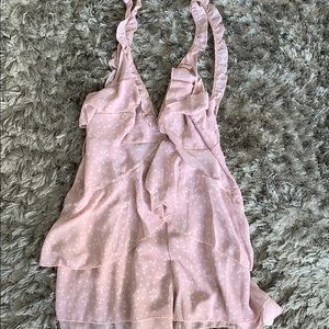 Pink and white romper
